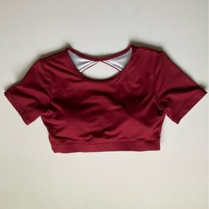 Red Short Sleeve Crop Top